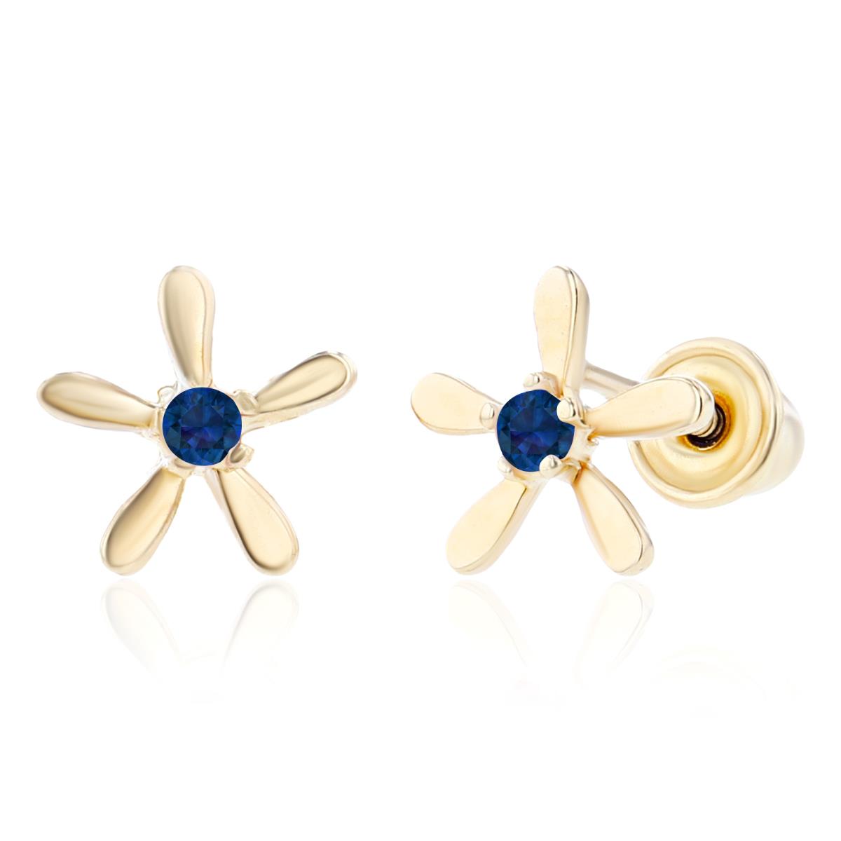 Sterling Silver Yellow 1.50mm Round Created Blue Sapphire Starfish Screwback Earring