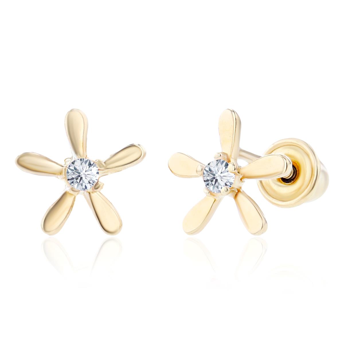Sterling Silver Yellow 1.50mm Round Created White Sapphire Starfish Screwback Earring