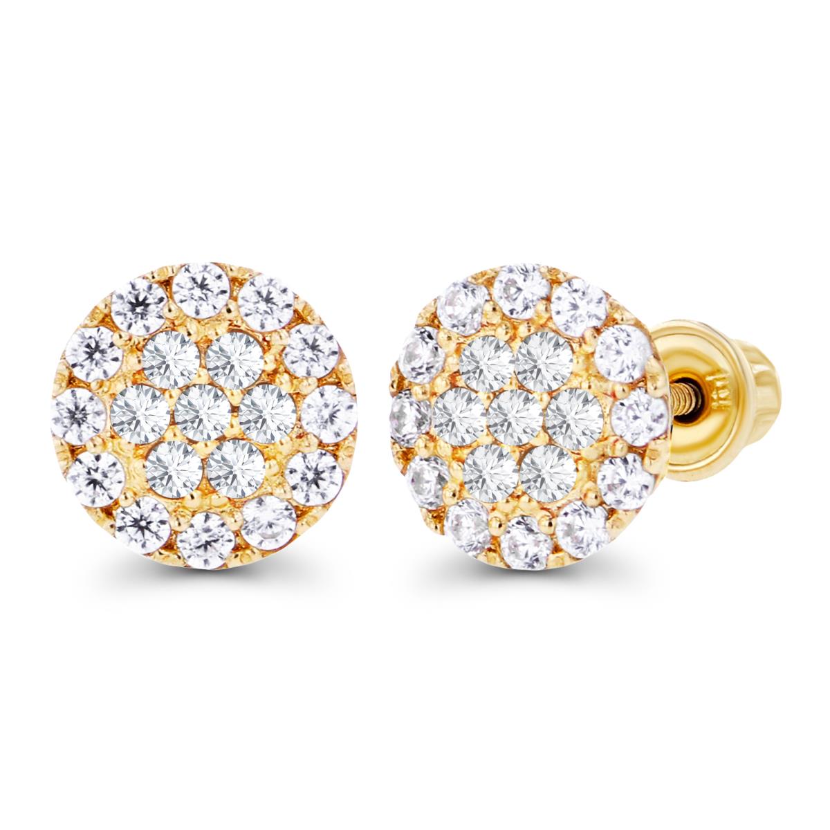 Sterling Silver Yellow 1mm Created White Sapphire Cluster Screwback Earrings