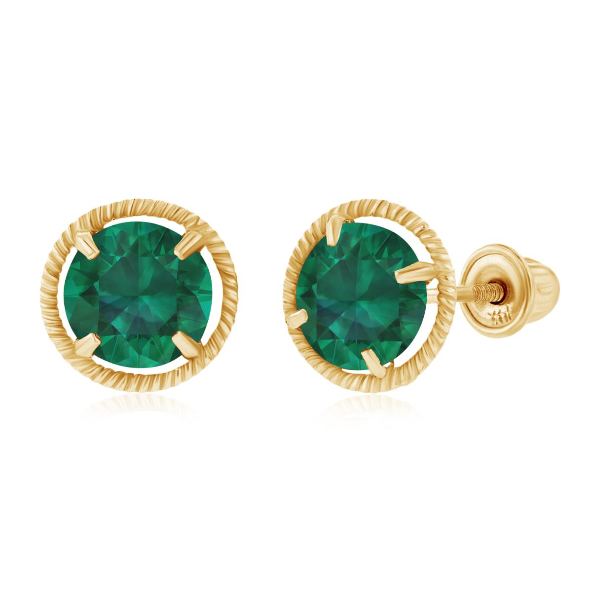 Sterling Silver Yellow 5mm Round Created Emerald Martini Rope Screwback Earrings