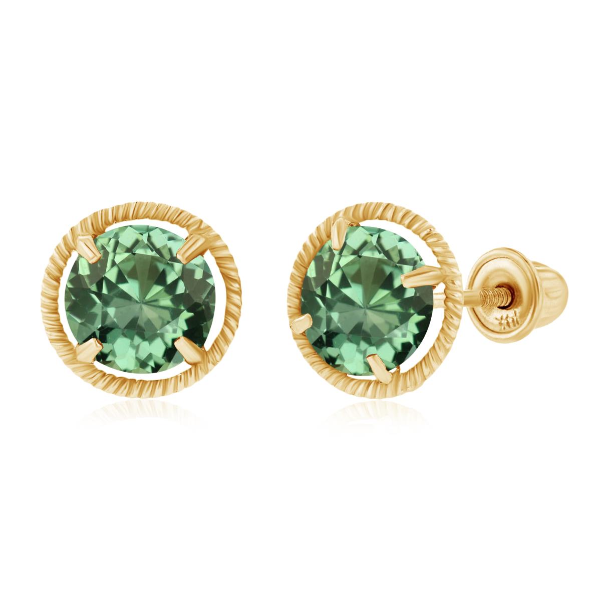 Sterling Silver Yellow 5mm Round Created Green Sapphire Martini Rope Screwback Earrings