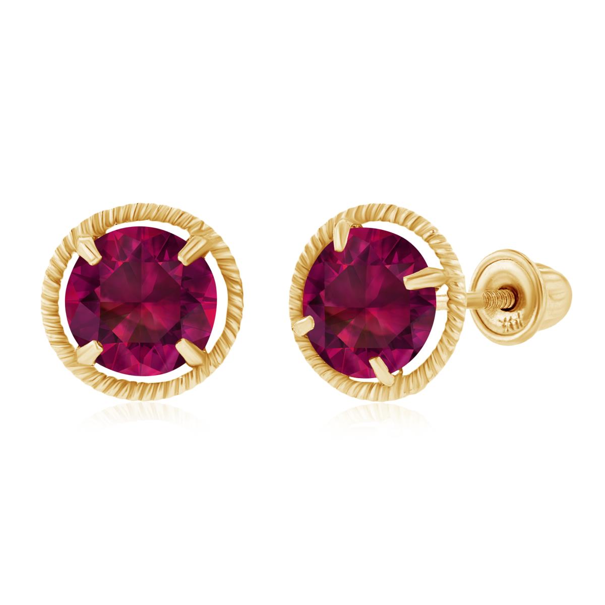 Sterling Silver Yellow 5mm Round Created Ruby Martini Rope Screwback Earrings