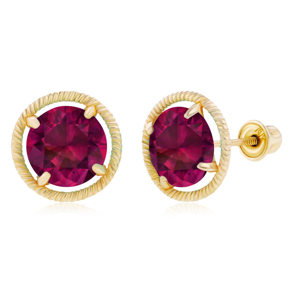 Sterling Silver Yellow 7mm Round Created Ruby Rope Martini Screwback Earrings
