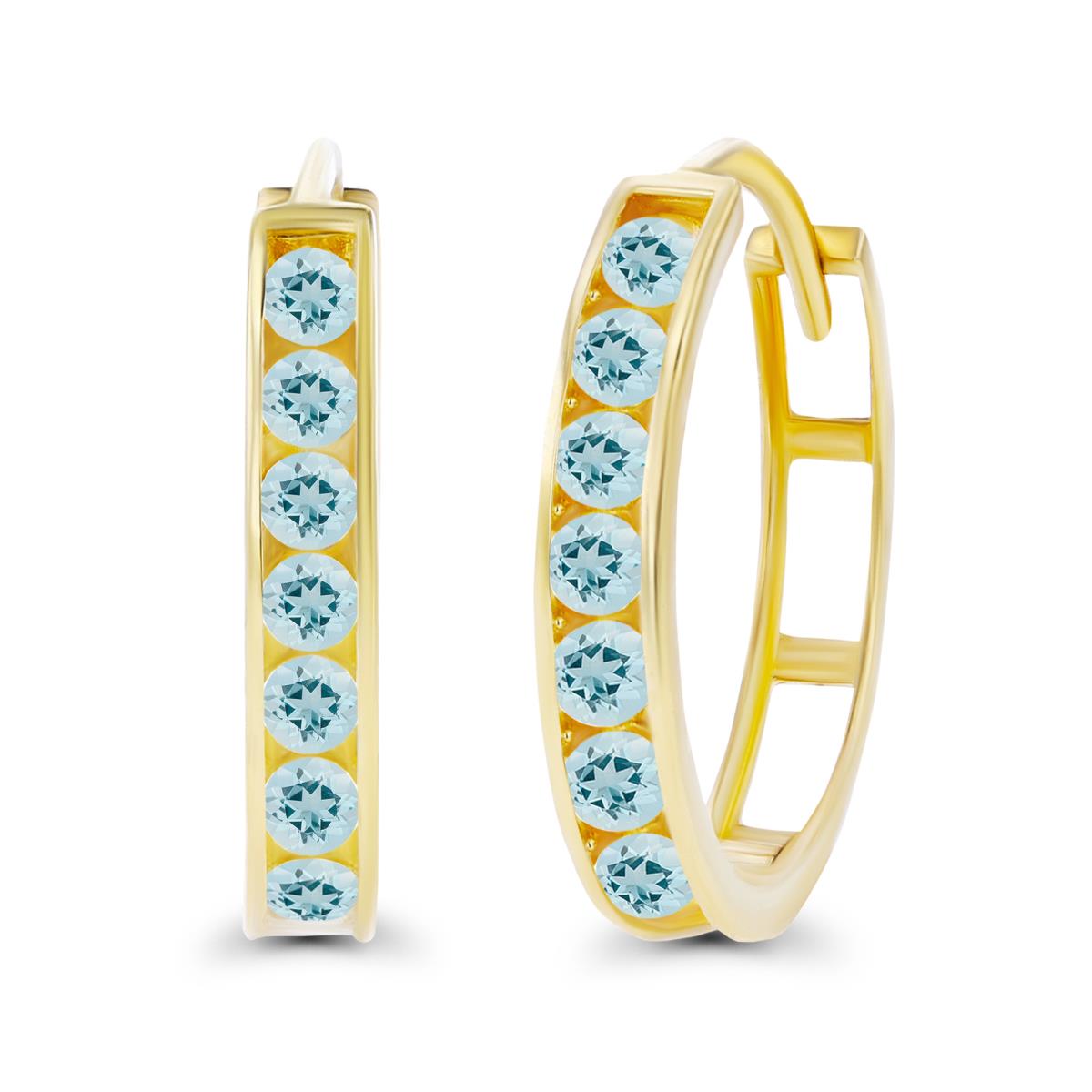 Sterling Silver Yellow 2.5mm Aquamarine Channel Hoop Earring