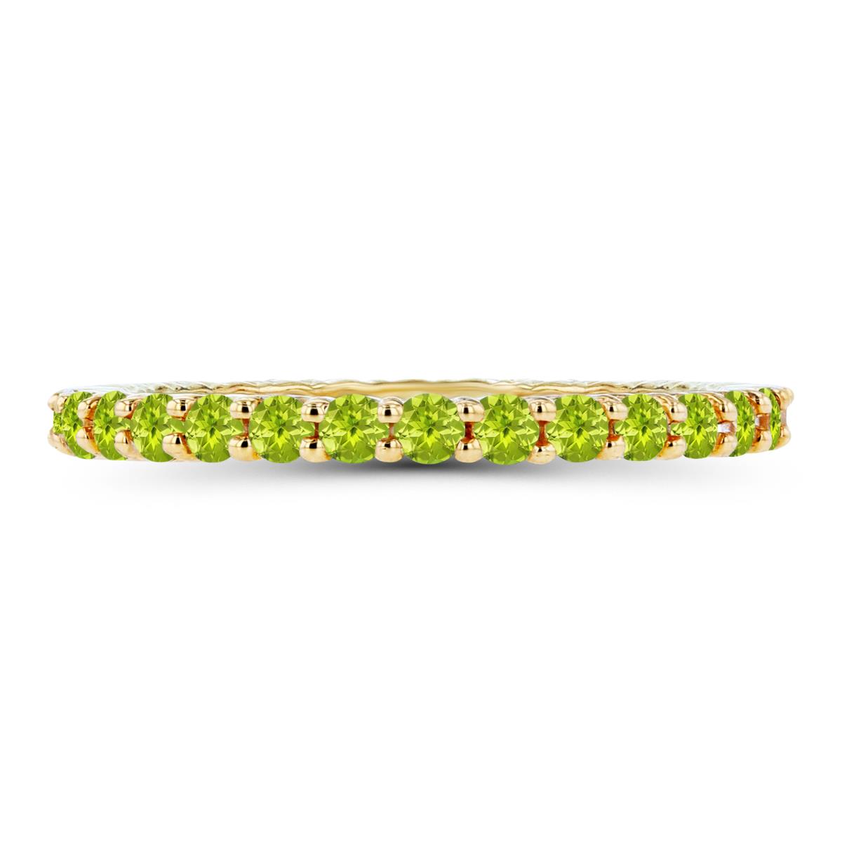 Sterling Silver Yellow 2mm Round Peridot Micropave Eternity Ring