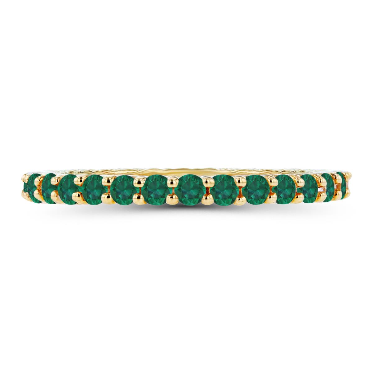 Sterling Silver Yellow 2mm Round Created Emerald Micropave Eternity Ring