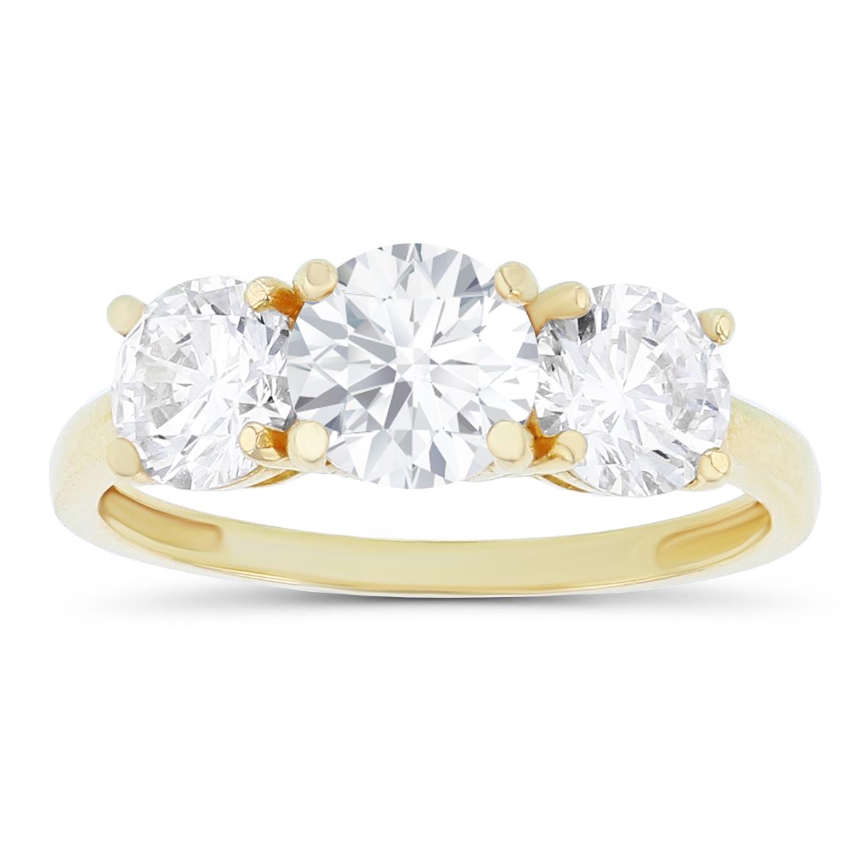 Sterling Silver Yellow 3-Stones Created White Sapphire Anniversary Ring
