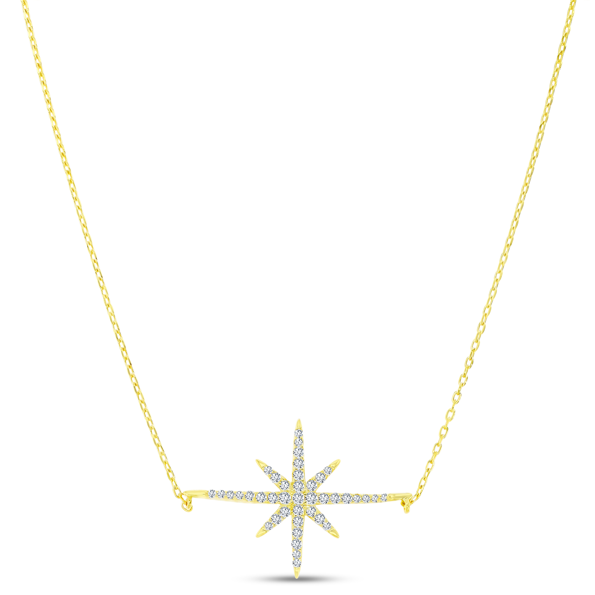 Sterling Silver Yellow Starburst 18"+2" Necklace