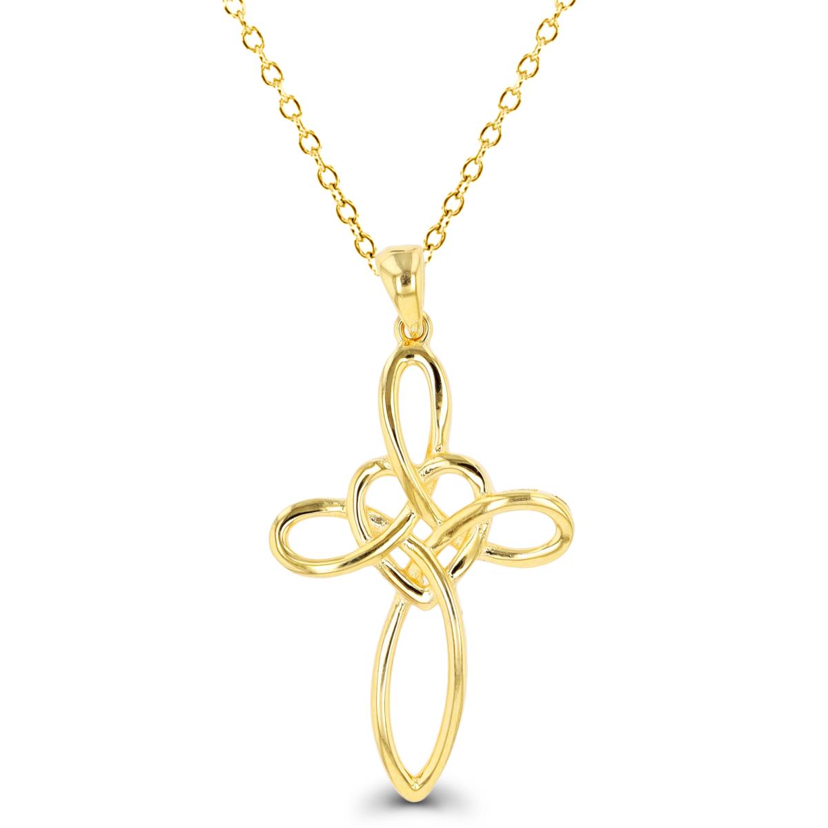 Sterling Silver Yellow Polished Knot Cross 18" Necklace