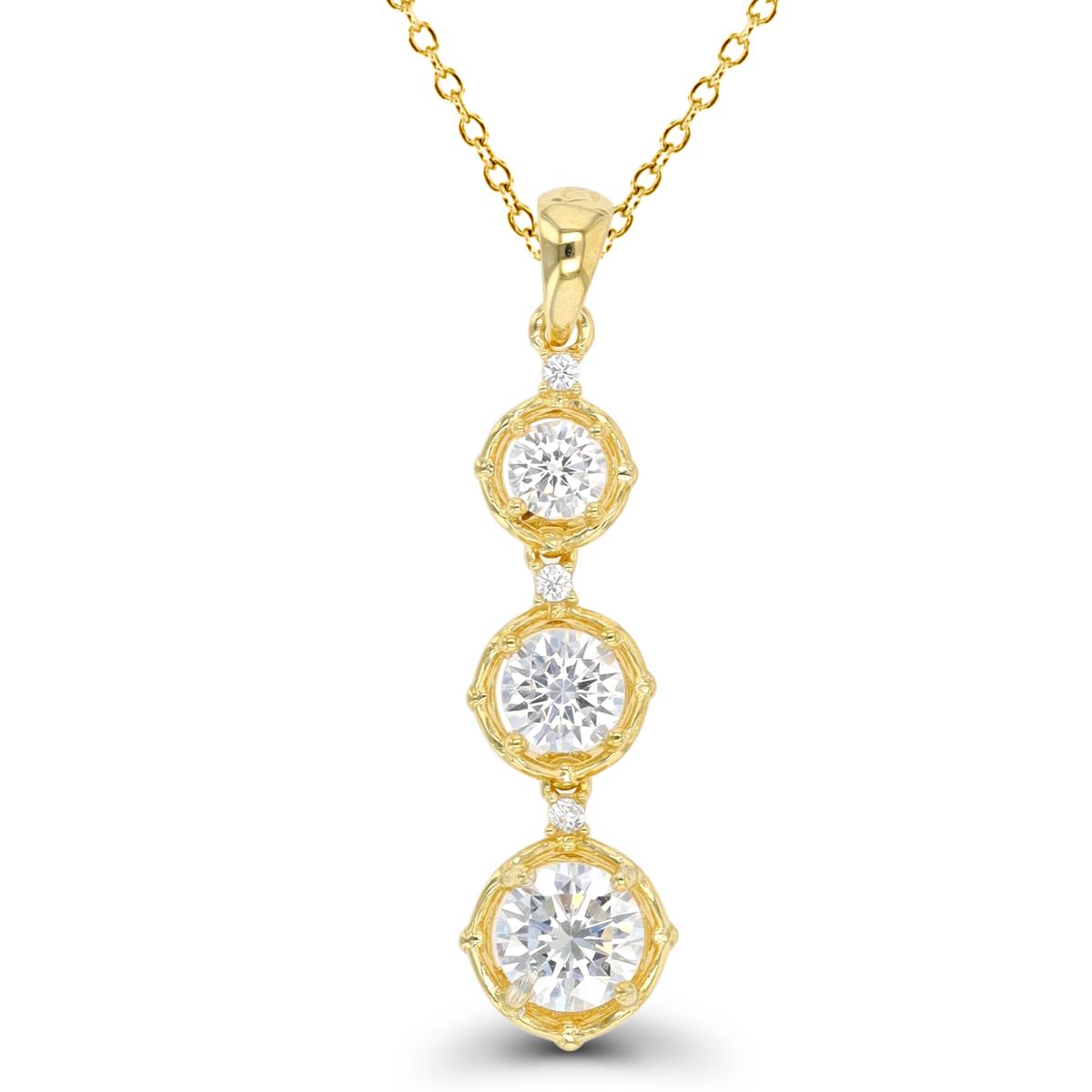 Sterling Silver Yellow 1-Micron Graduated Rd CZ Dangling 18" Necklace