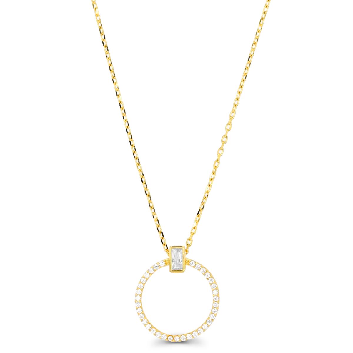 Sterling Silver Yellow White CZ Open Circle 18"+2" Necklace