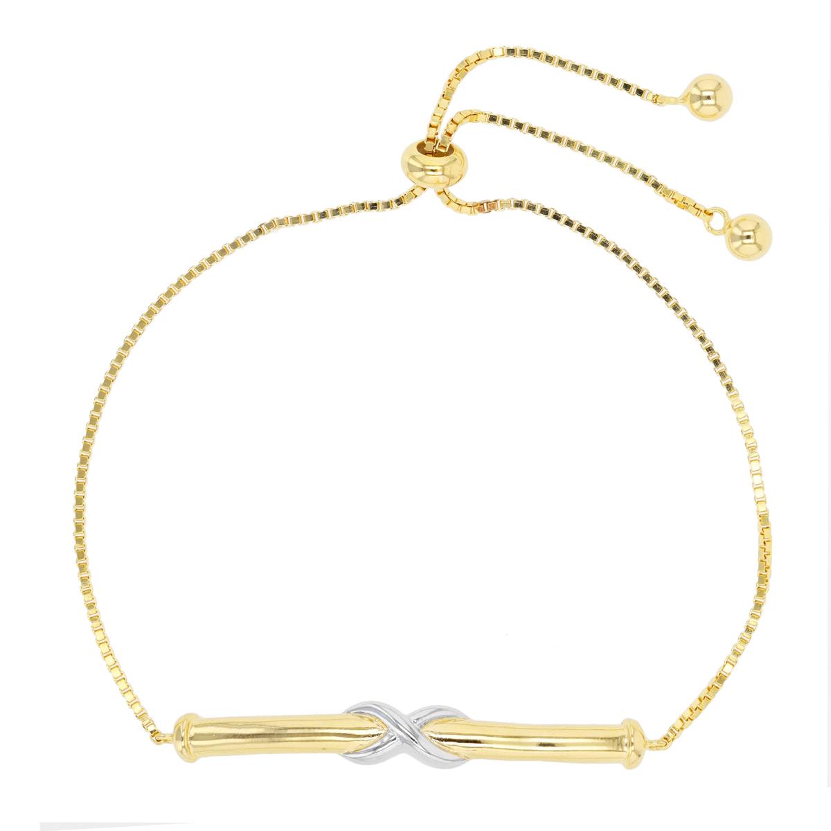 Sterling Silver Yellow & White 1-Micron Polished Infinity Bar Adjustable Bracelet