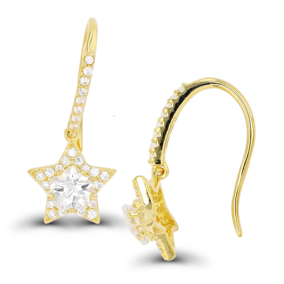 Sterling Silver Yellow 5mm Star CZ FishHook Earring