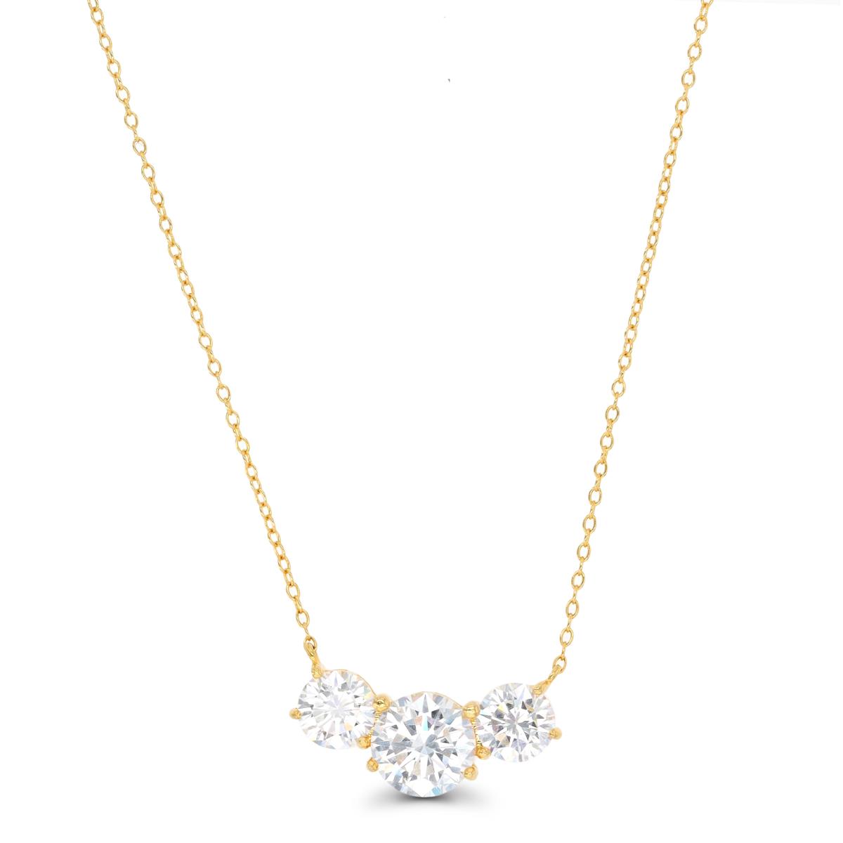 Sterling Silver Yellow Triple Rd CZ 18"+2" Necklace