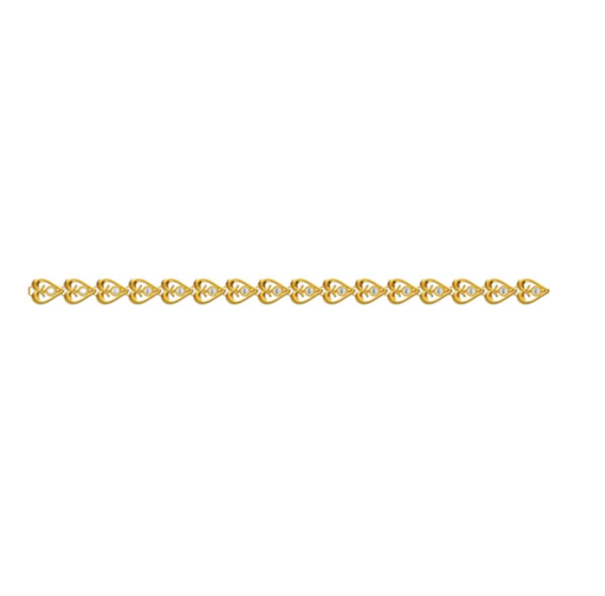 10K Yellow Gold 2.0mm Rd CZ Heart 7" Bracelet