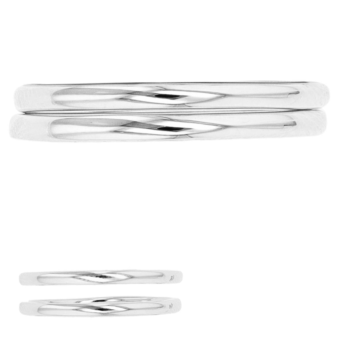 Sterling Silver Rhodium 1.7mm Polished Double Stack Ring