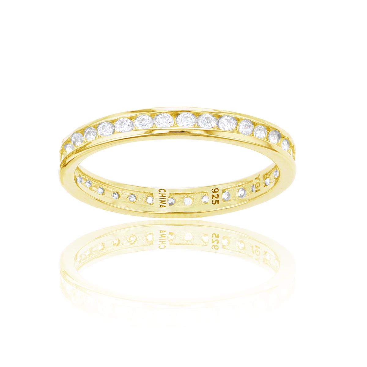 Sterling Silver Yellow Round Channel Set Eternity Ring