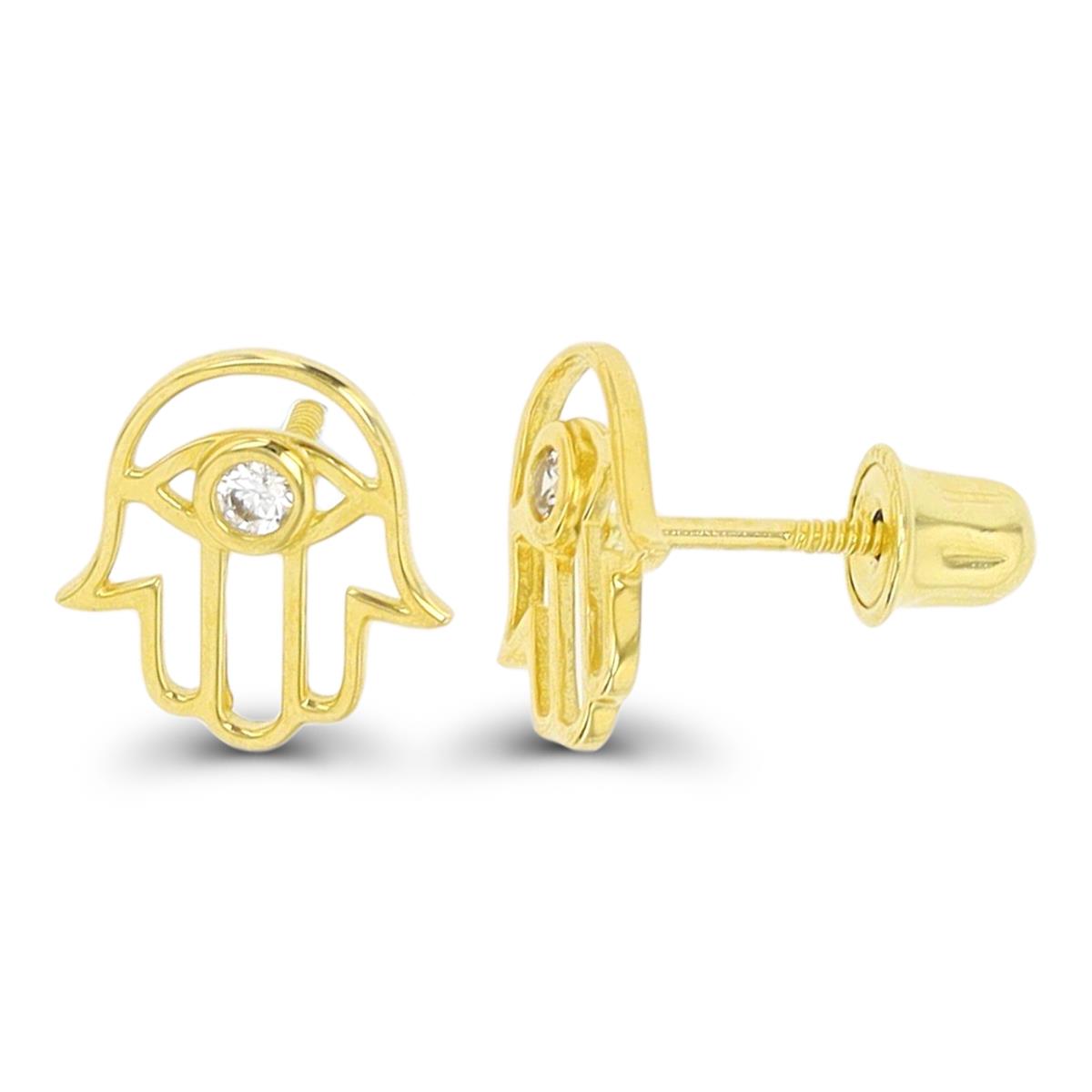 14K Yellow Gold Hamsa Screwback Stud Earring