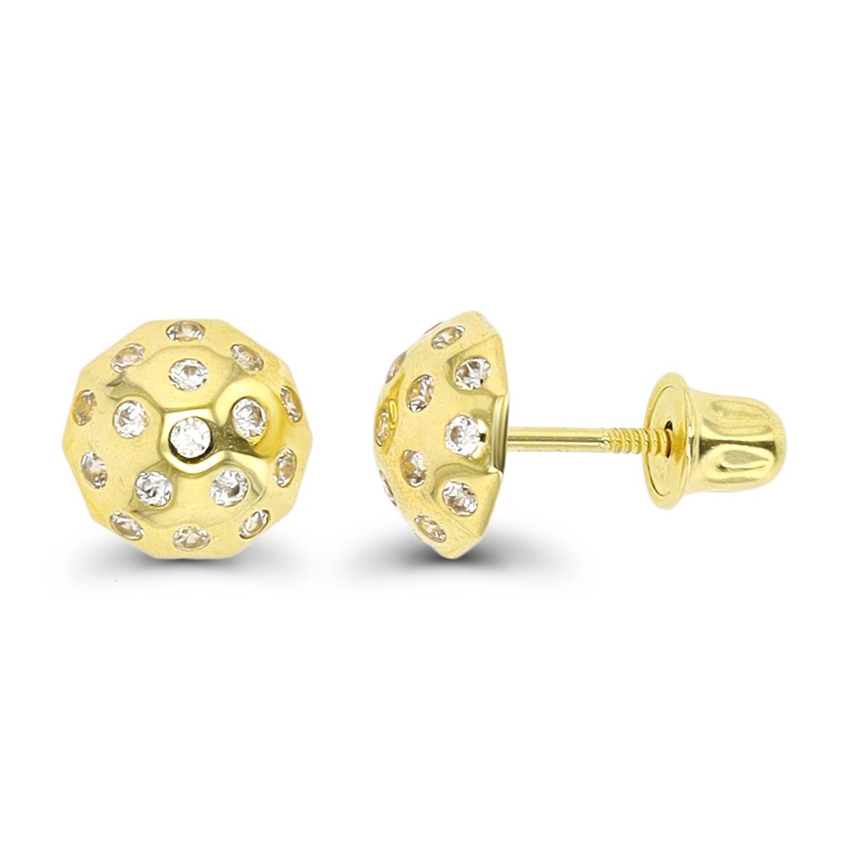 14K Yellow Gold Mushroom Screwback Stud Earring