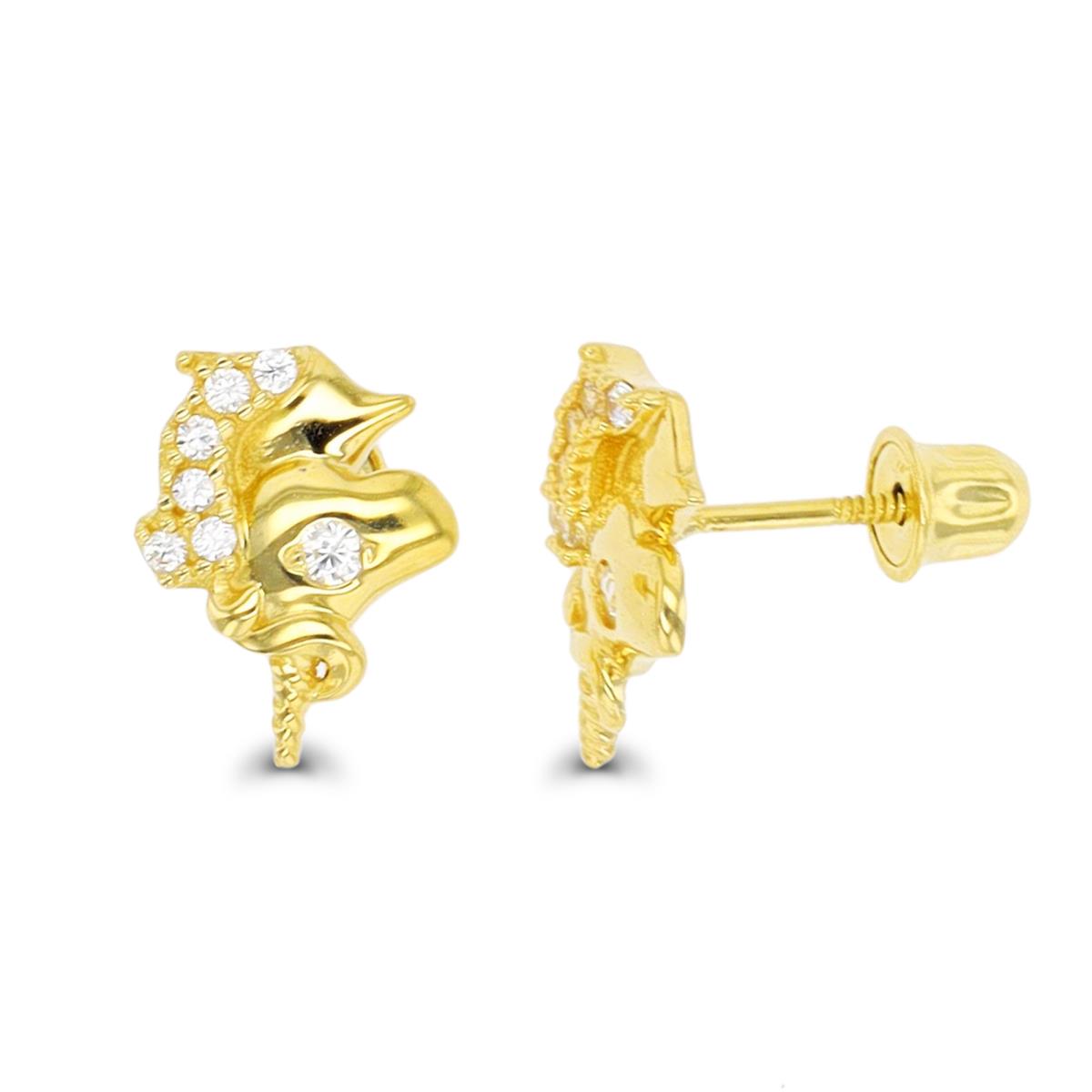 14K Yellow Gold Unicorn Screwback Stud Earring