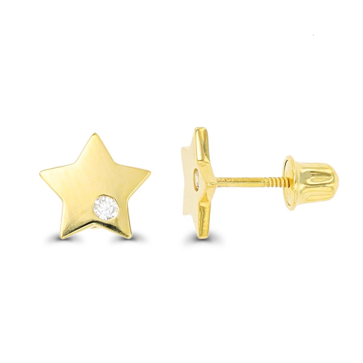 14K Yellow Gold Polished Star Screwback Stud Earring