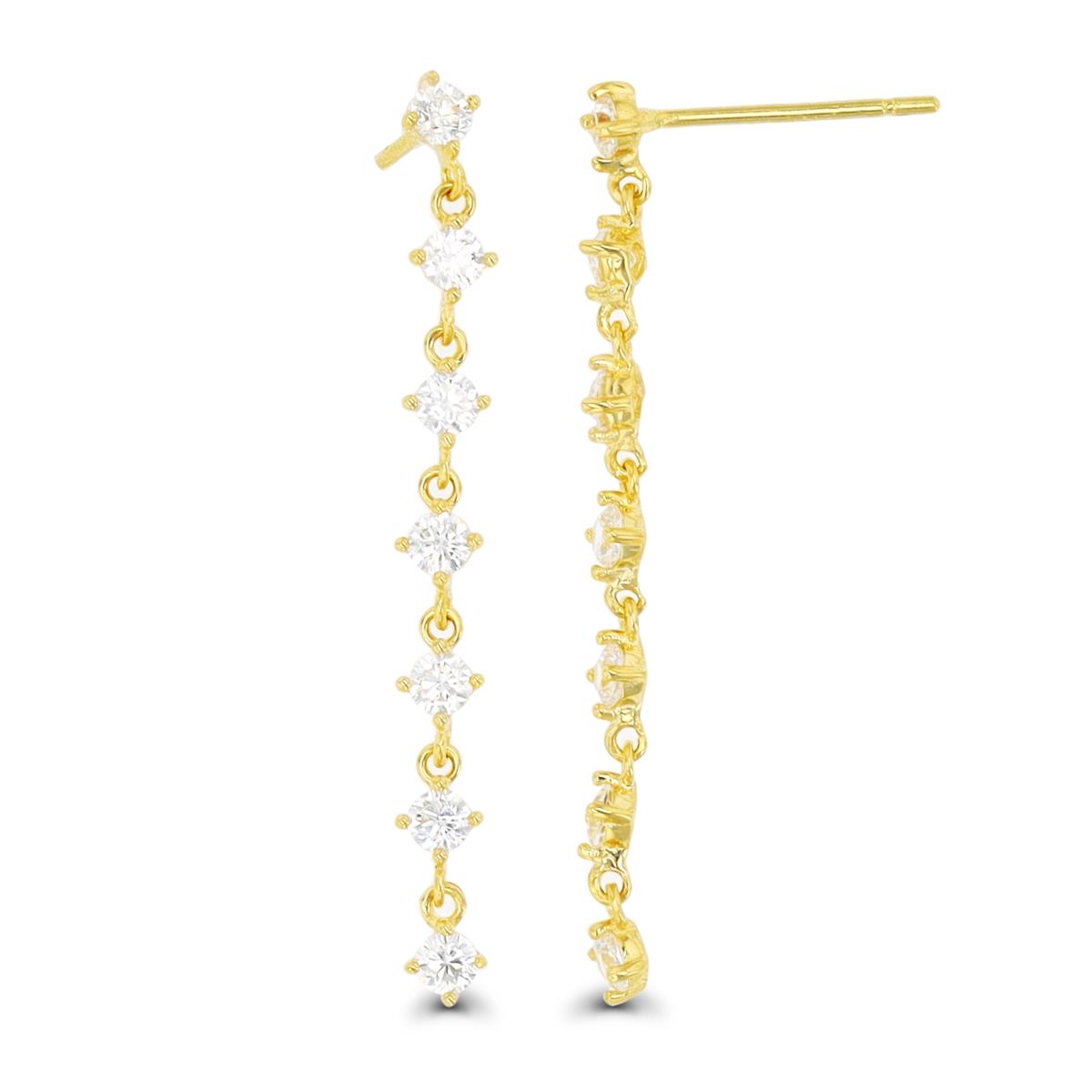 14K Yellow Gold 2mm Rd CZ Dangling Earring with Silicone Back