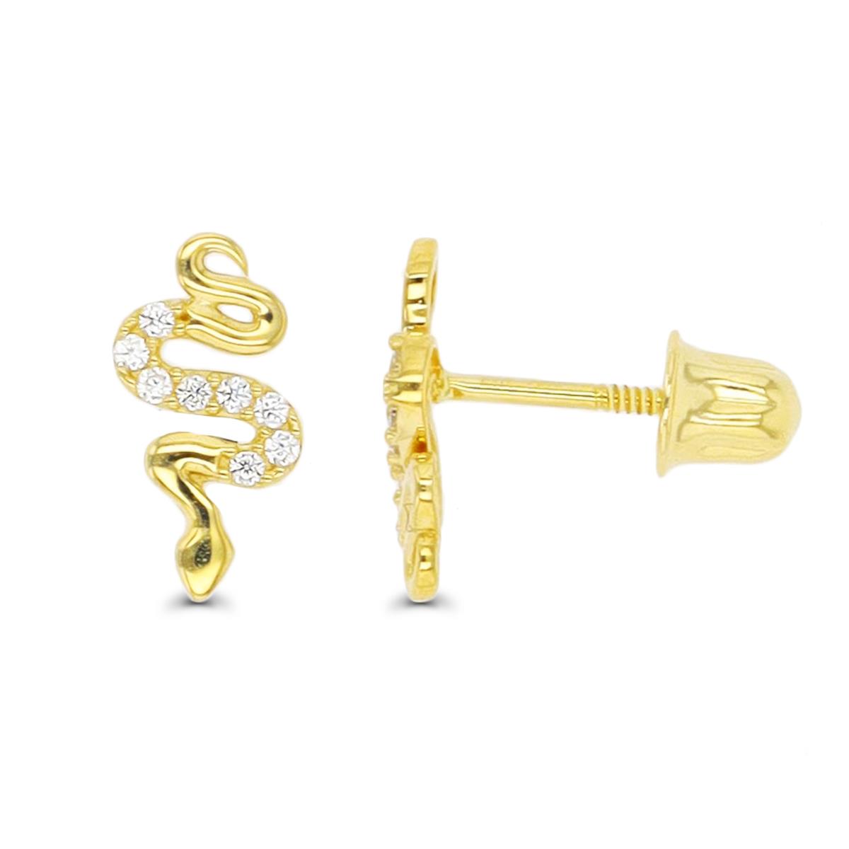 14K Yellow Gold Snake Screwback Stud Earring