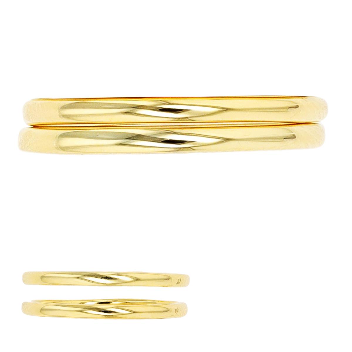 Sterling Silver Yellow 1.7mm Polished Triple Stack Ring