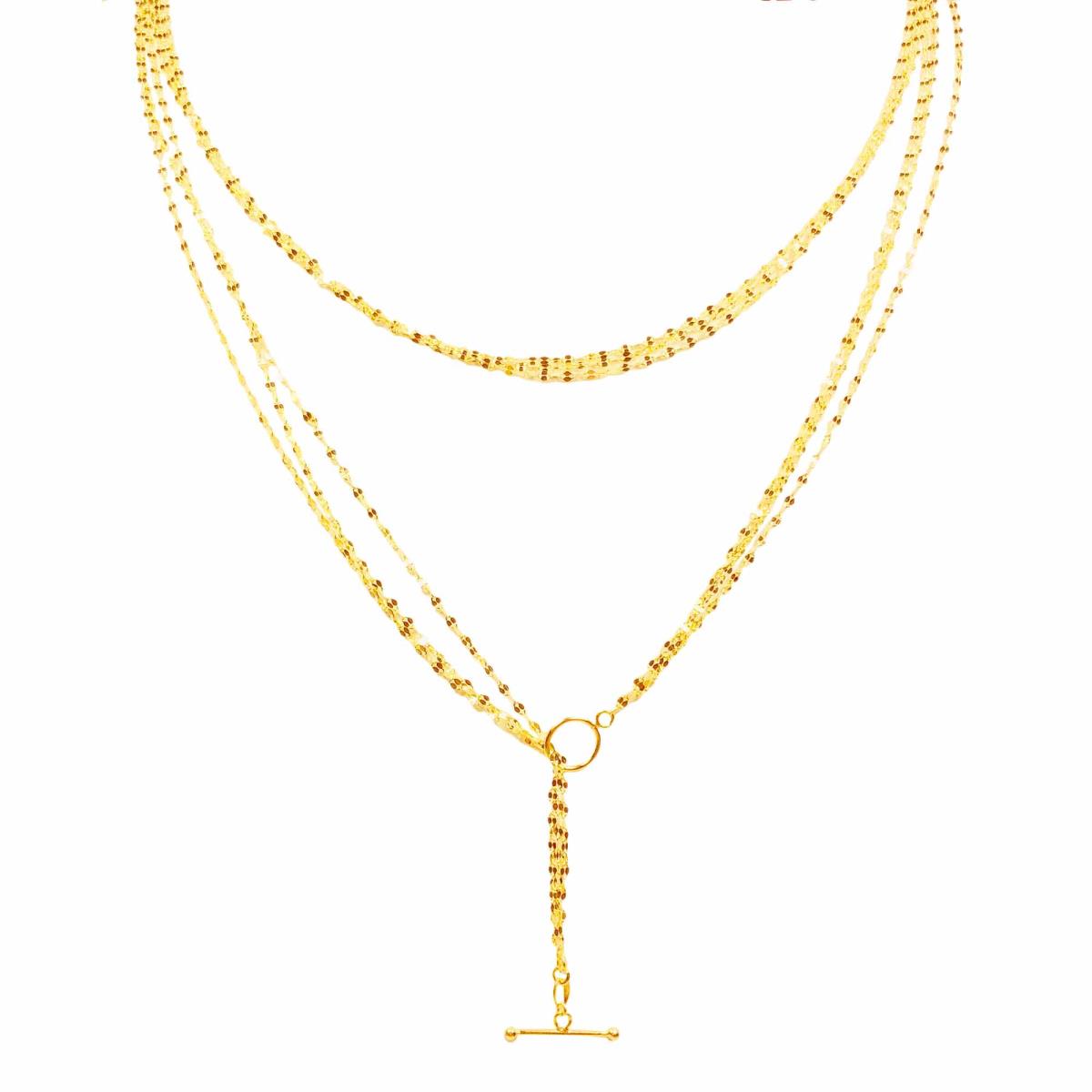 10K Yellow Gold DC Twist Multi Layer 36" Necklace