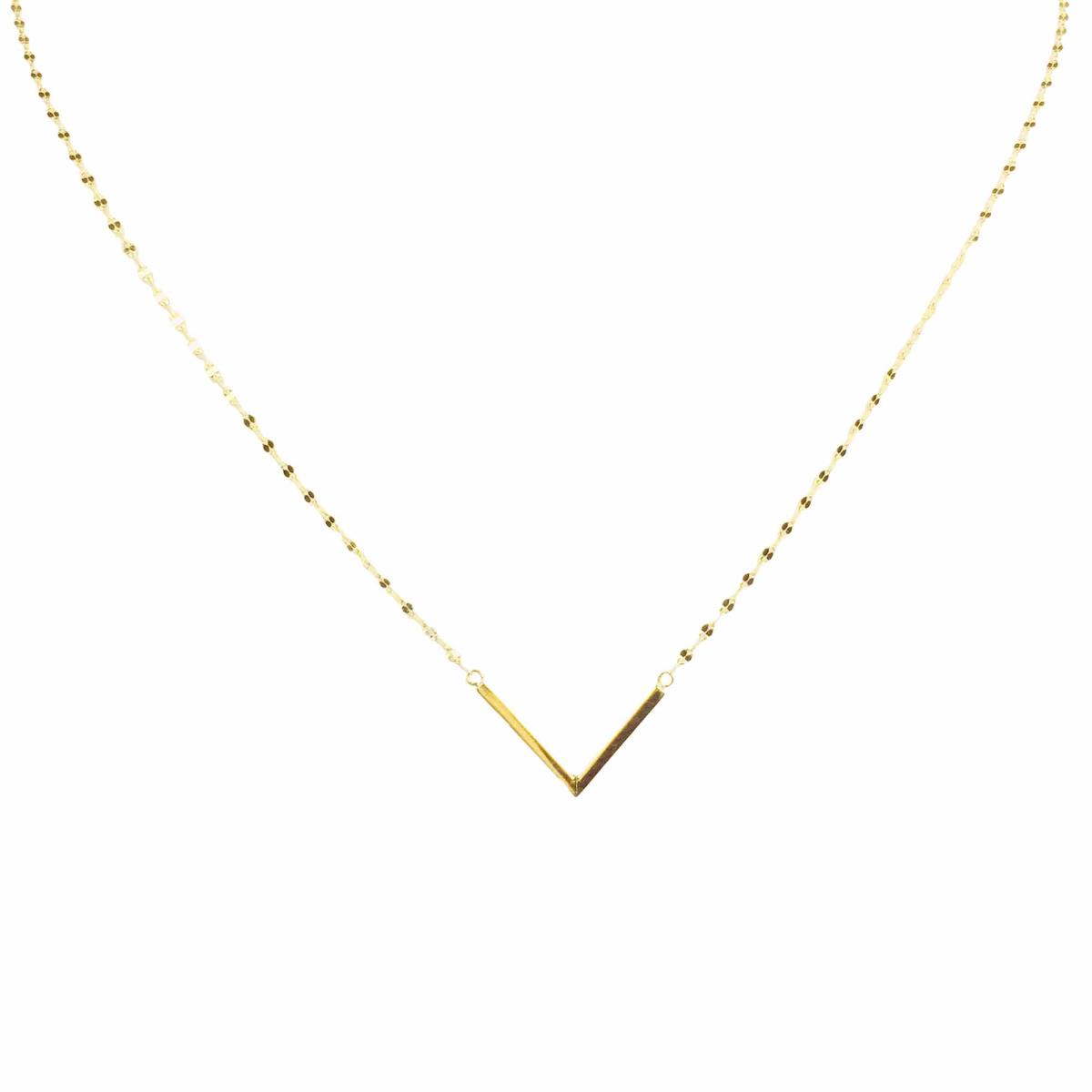 14K Yellow Gold DC Twist "V" Shaped 18" Necklace