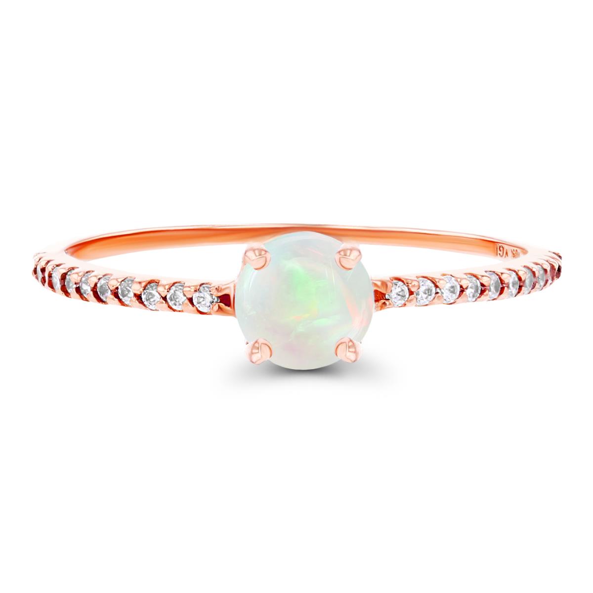14K Rose Gold  5mm Opal & Created White Sapphire Sides Engagement Ring