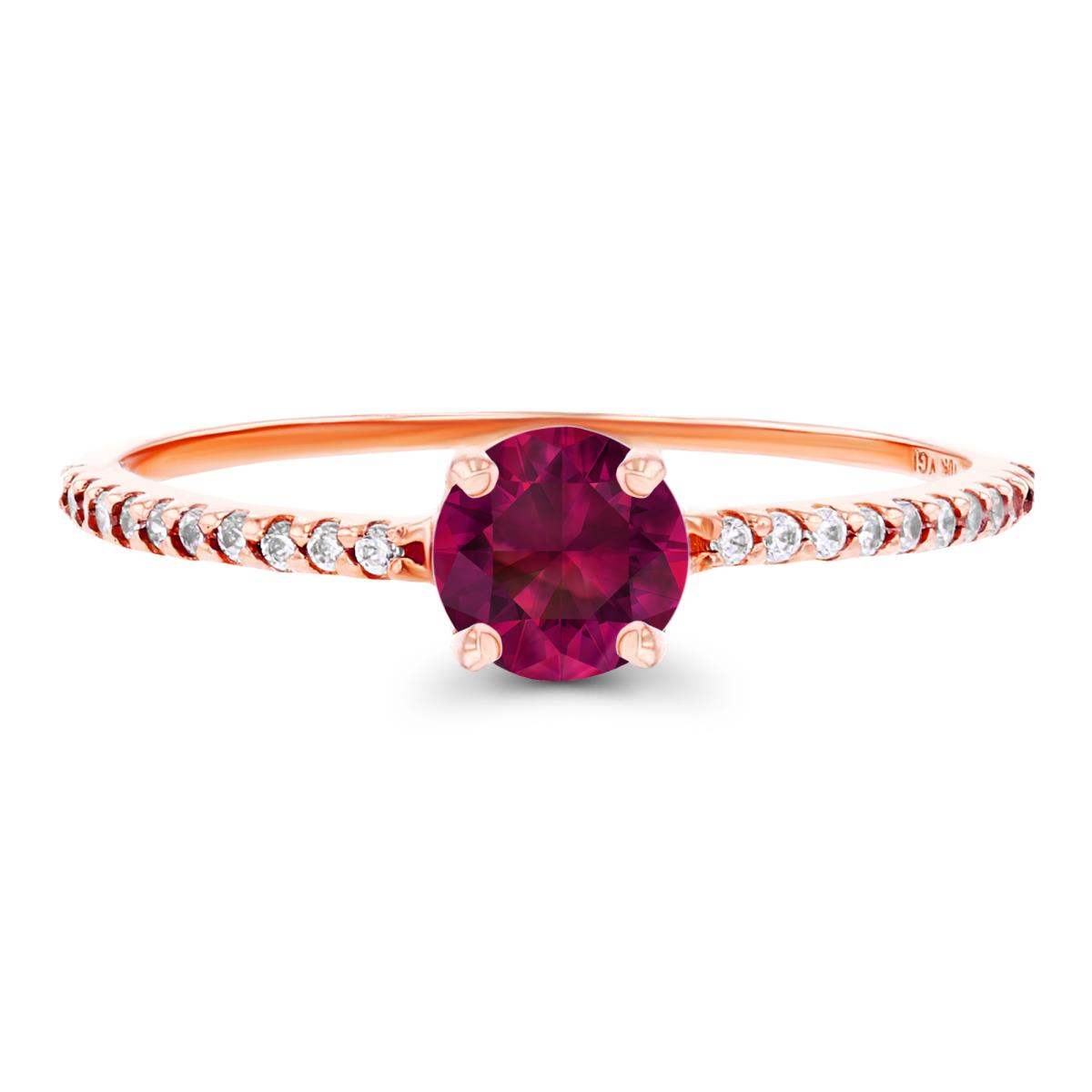 14K Rose Gold  5mm Created Ruby & Created White Sapphire Sides Engagement Ring