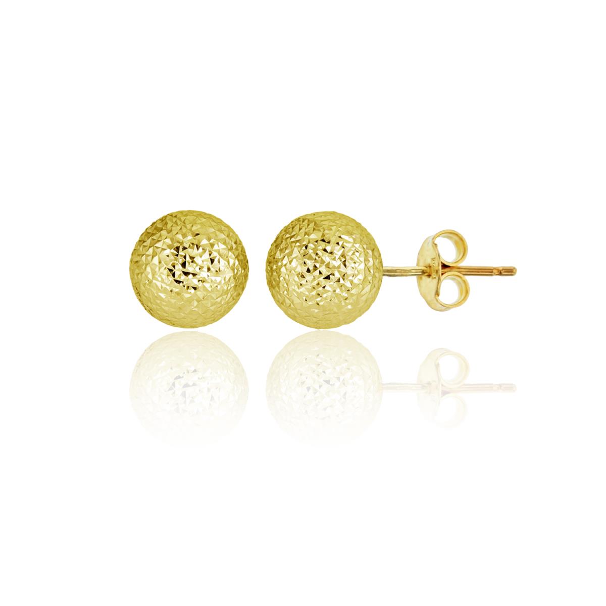 10K Yellow Gold Diamond Cut 8.00mm Ball Stud Earring