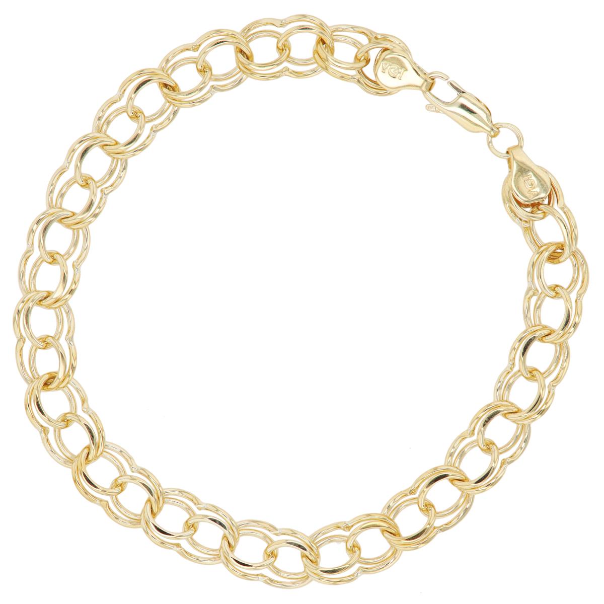 10K Yellow Gold 8.00mm Double Hoop 8" Link Bracelet