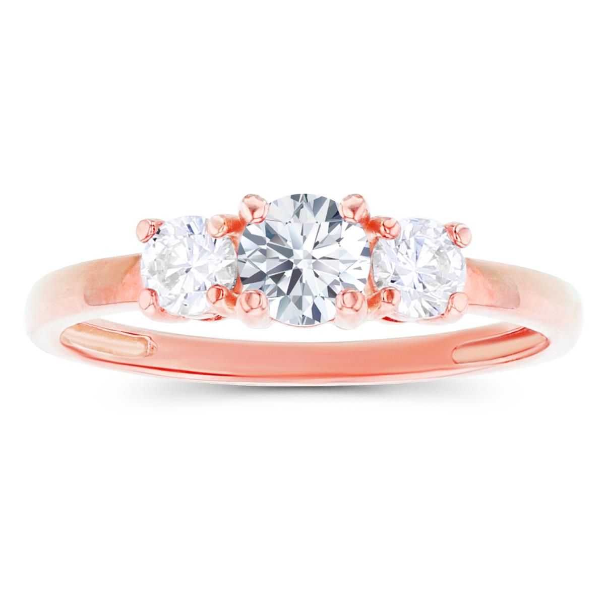 14K Rose Gold 4.50mm & 3.50mm Created White Sapphire Sides Ring