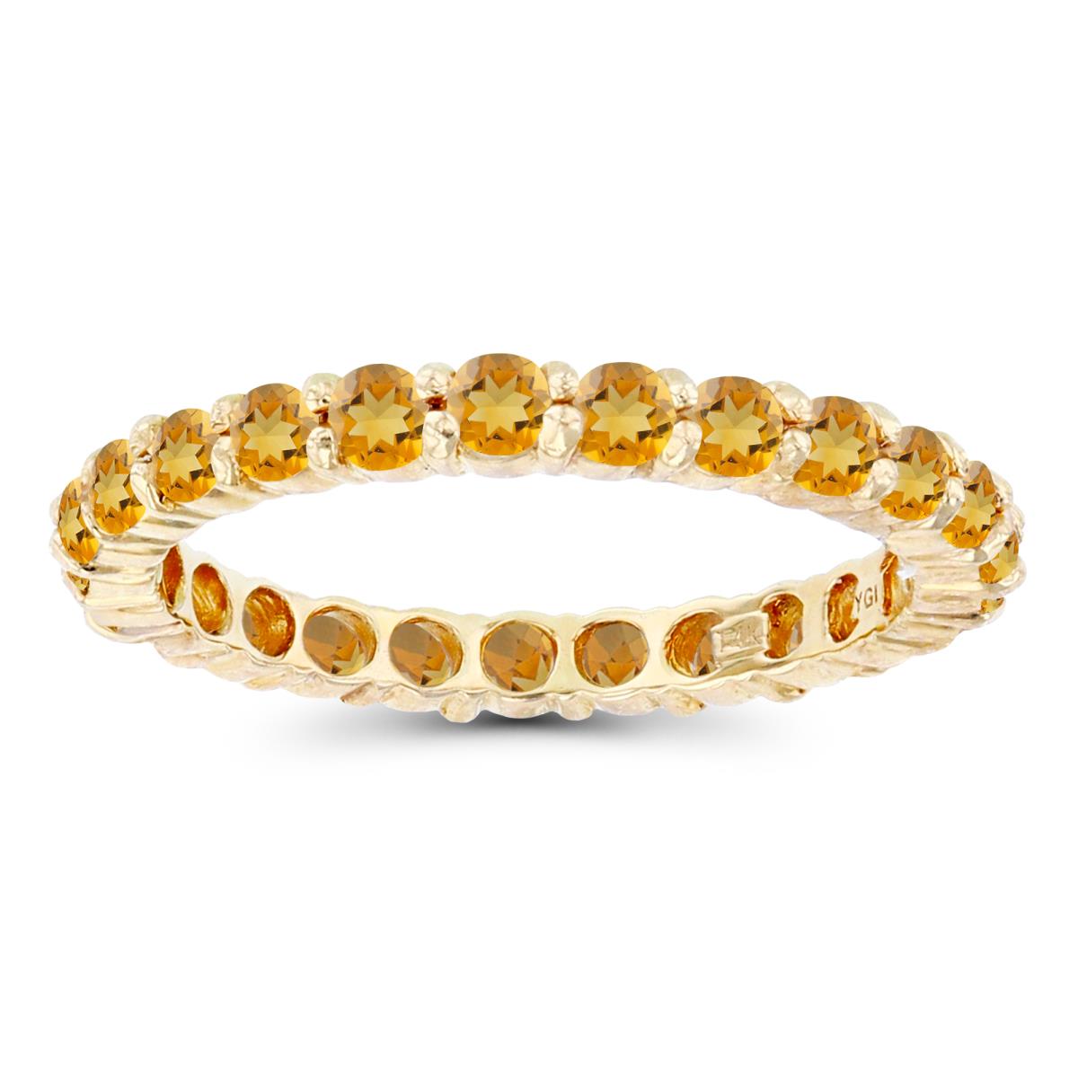 14K Yellow Gold 2.5mm Round Citrine Micropave Eternity Ring