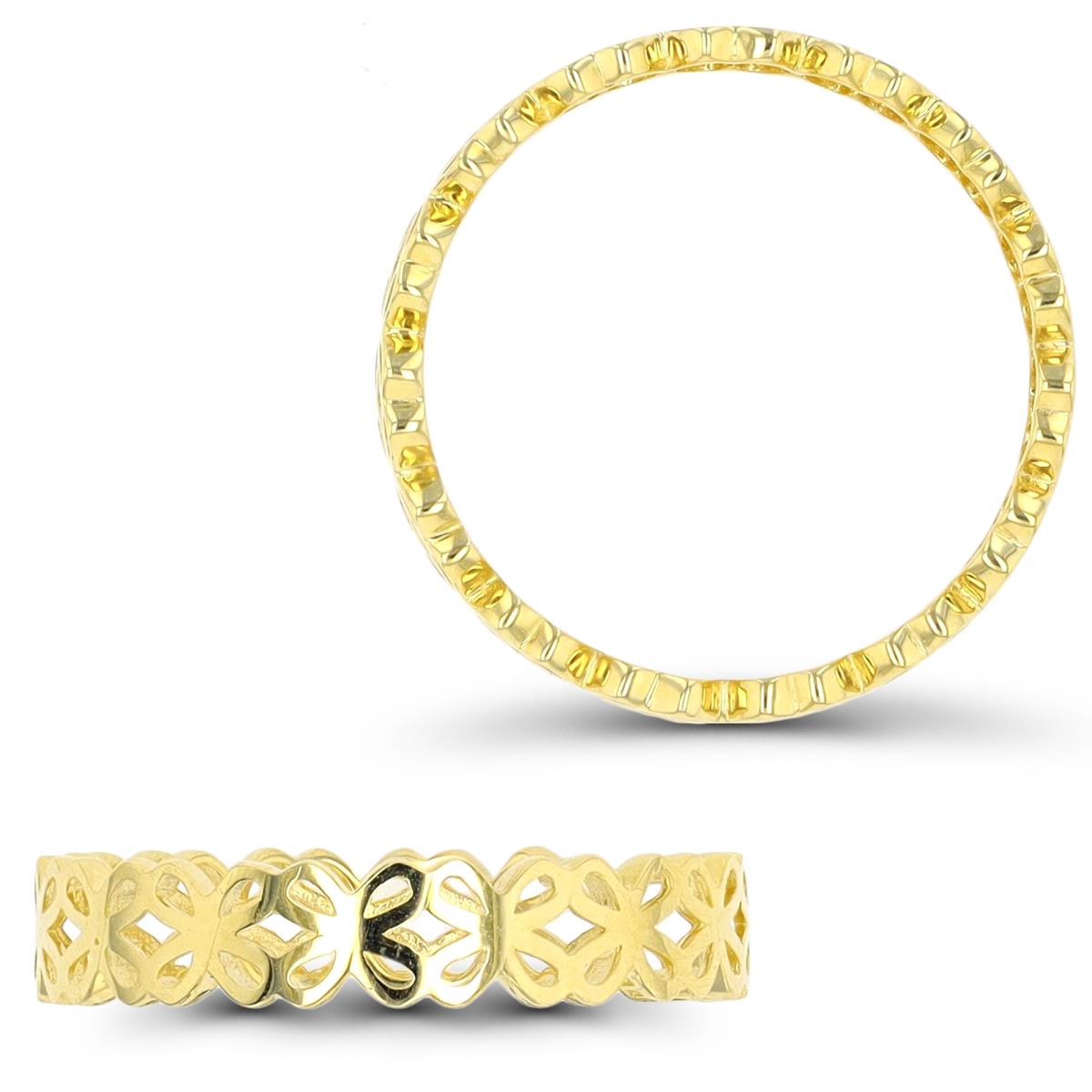 14K Yellow Gold Flower Band Ring