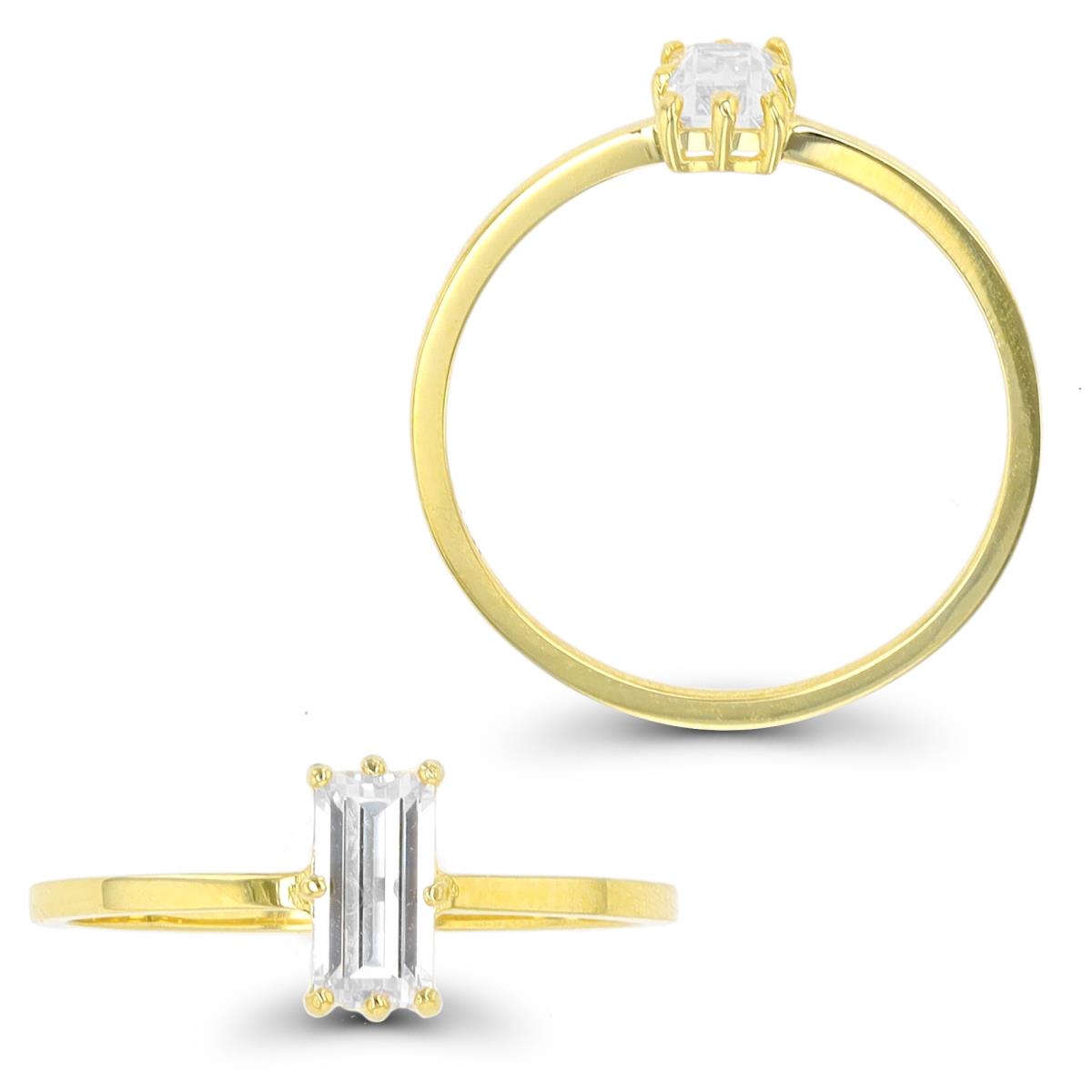 14K Yellow Gold 7x3.5mm Baguette Solitaire Ring