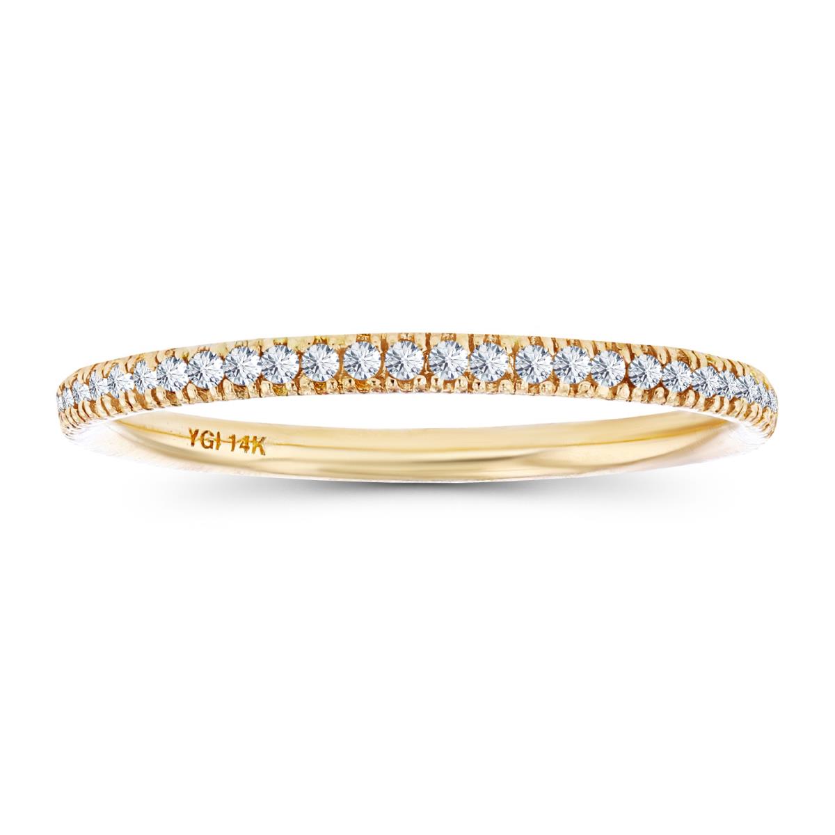14K Yellow Gold 1mm Round Created White Sapphire Eternity Ring