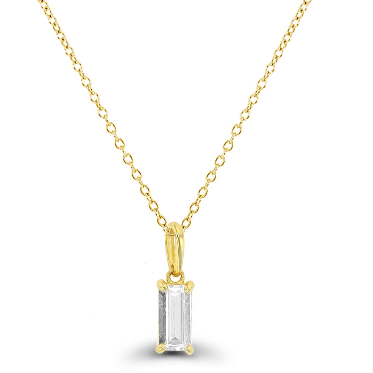 14K Yellow Gold 7x3.5mm Baguette 18" Necklace