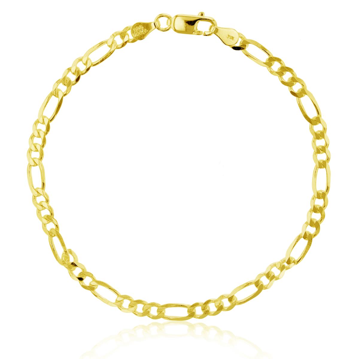 Sterling Silver Yellow 1-Micron 3.00mm 080 7.25" Classic Figaro Bracelet