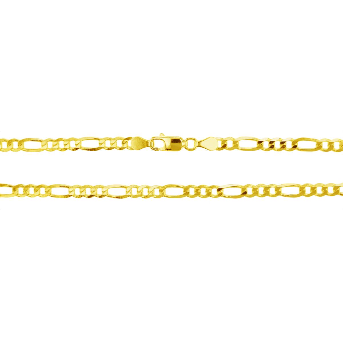 Sterling Silver Yellow 1-Micron 3.00mm 080 20" Classic Figaro Chain