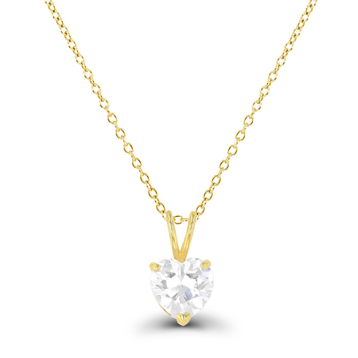 14K Yellow Gold 7mm Heart Solitaire 18" Necklace