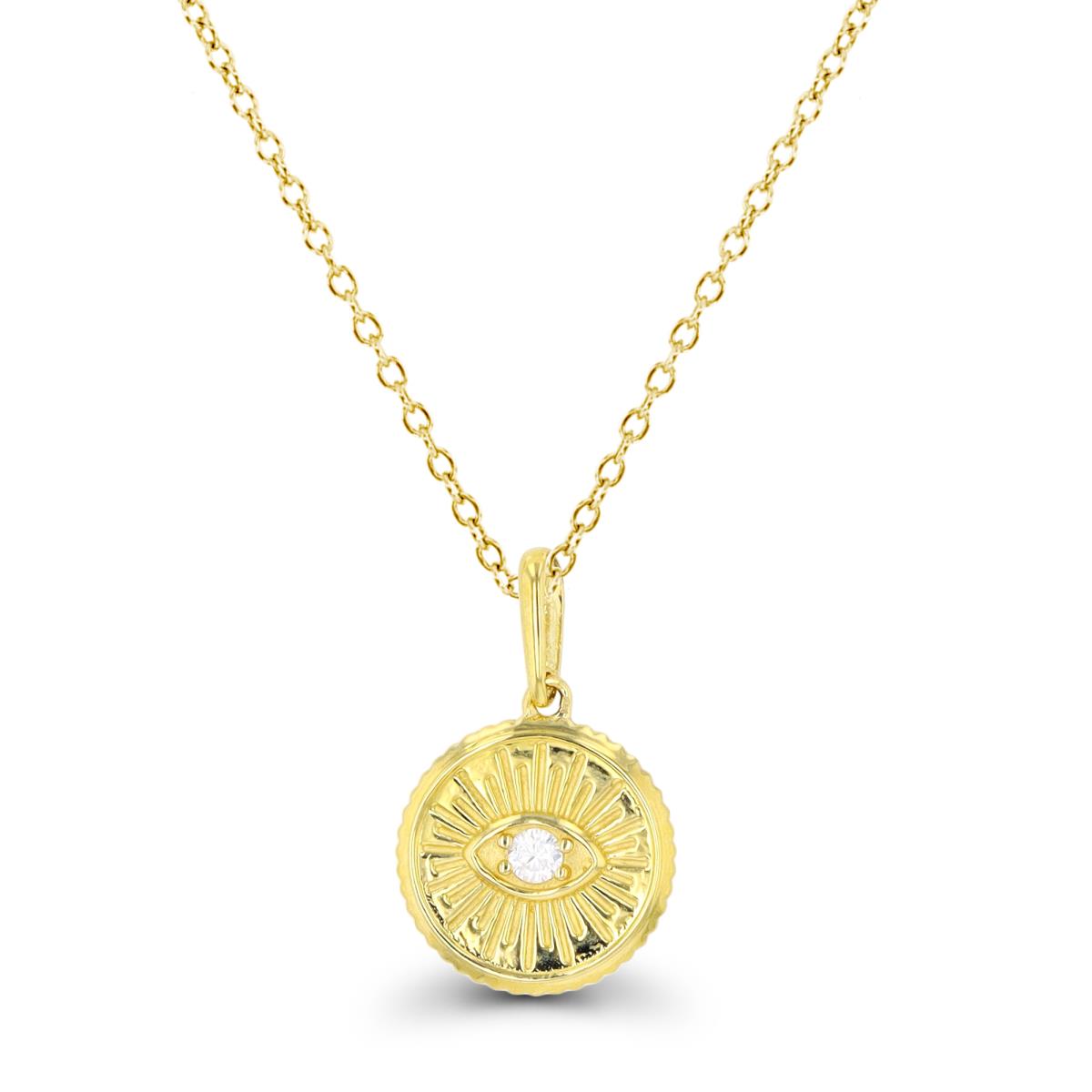 14K Yellow Gold Evil Eye Medallion 18" Necklace