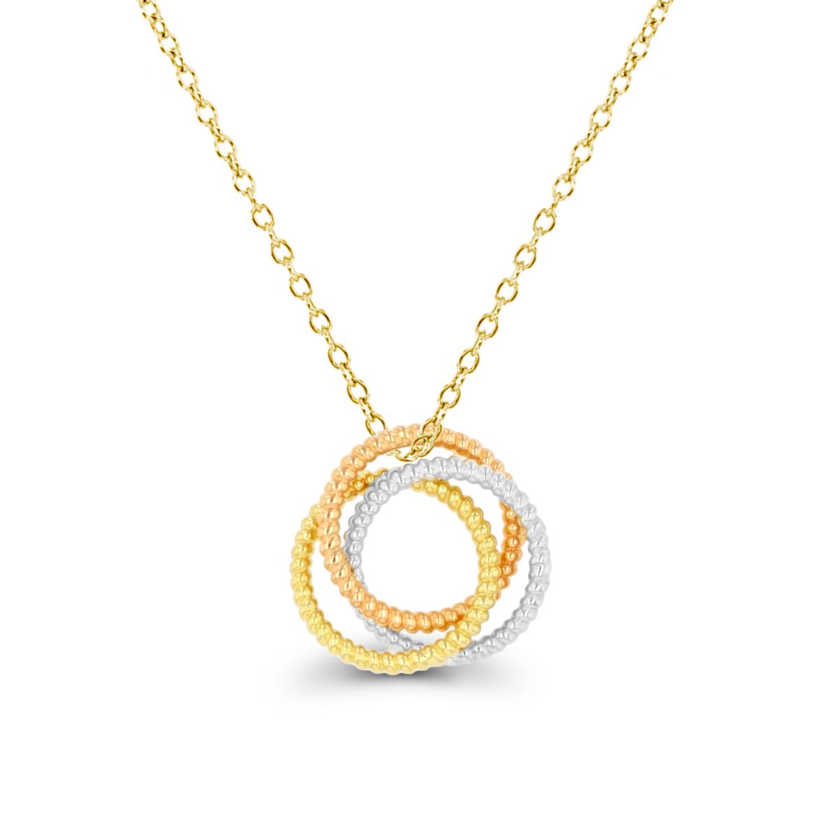 14K Tri-Color Gold Triple Twist Circles 18" Necklace