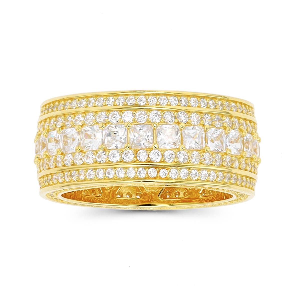 Sterling Silver Yellow 1-Micron Micropave Sq & Rd CZ Eternity Ring