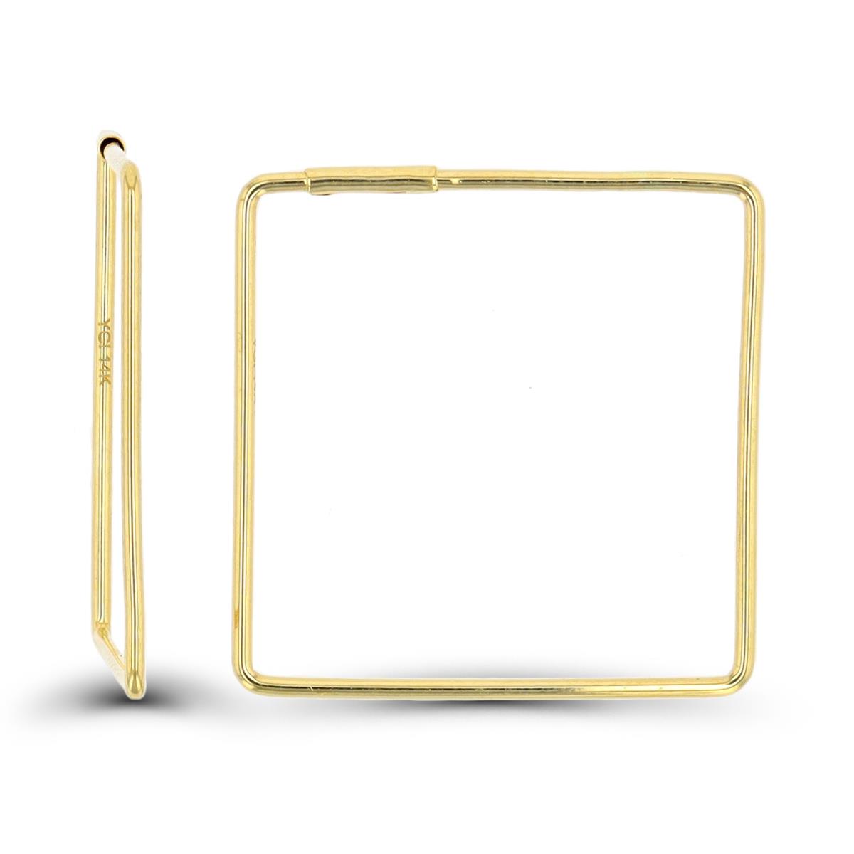 14K Yellow Gold Polished Square Hoop Earring
