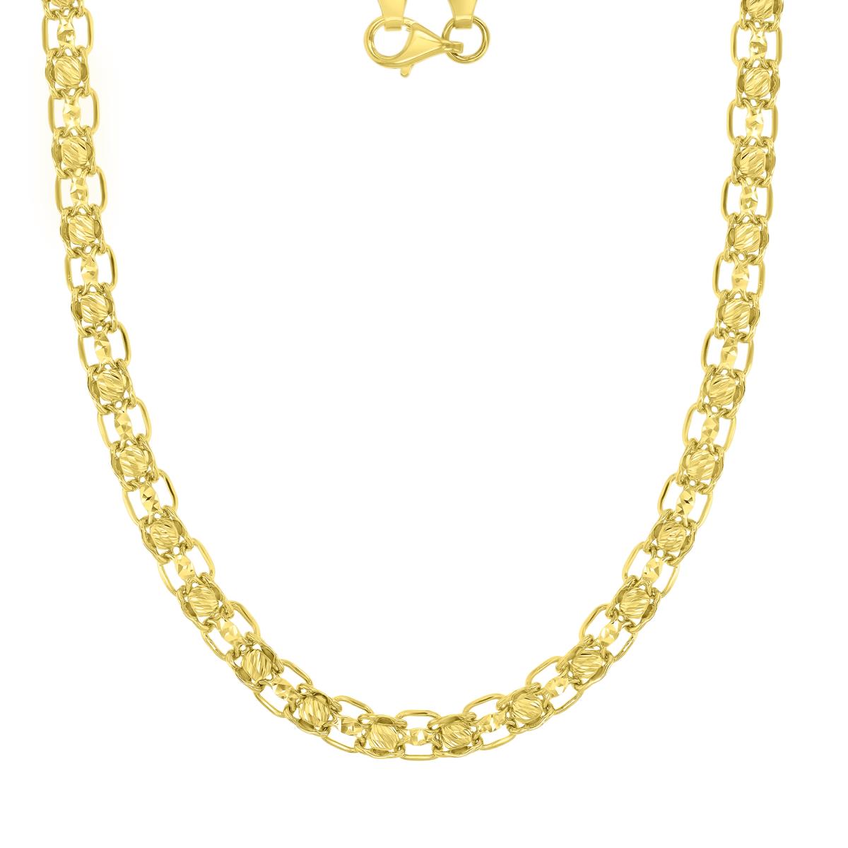 10K Yellow Gold 18" Diamond Cut Beads Linked Necklace