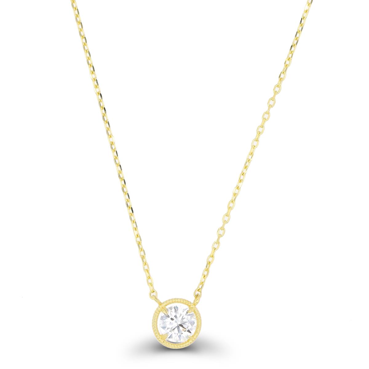 14K Yellow Gold 4mm Round Cut CZ Rope Halo 16"+2" Necklace