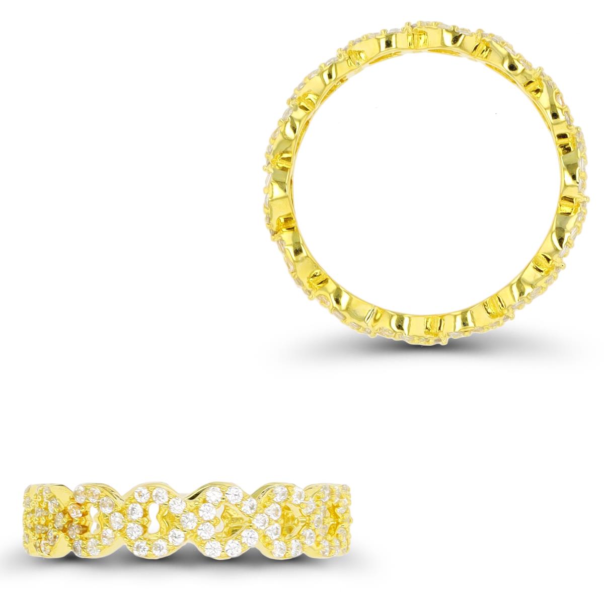 Sterling Silver Yellow Paved Link Eternity Ring